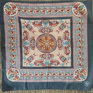 Vintage 90s Wamcraft scarf bandana muted blue and orange